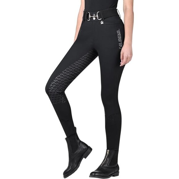 GemRebel Full Seat Riding Pants Tights w Pockets L Equestrian Breeches Non Slip - Picture 1 of 7